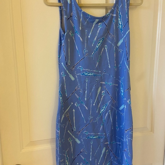 Persifor White and Blue Nautical Fish Print Bodycon Fitting Dress Size Small - Picture 6 of 6